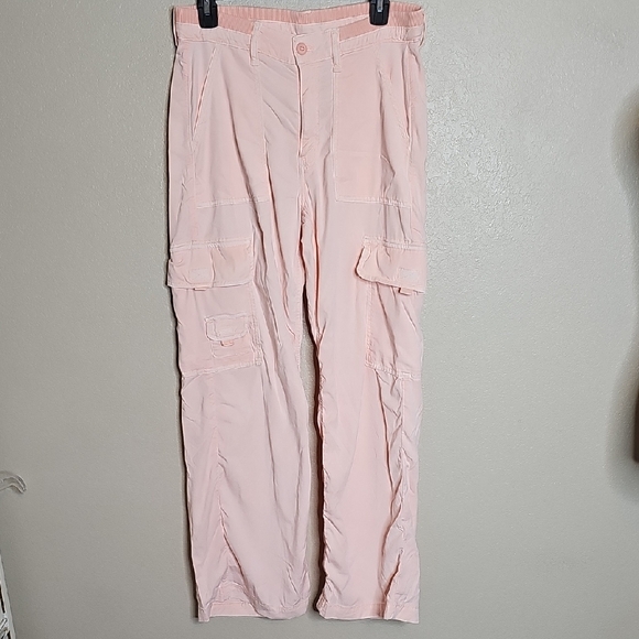 American Eagle Dreamy Drape Stretch Cargo Super High Waist Baggy Pants 6 Peach - Picture 1 of 10